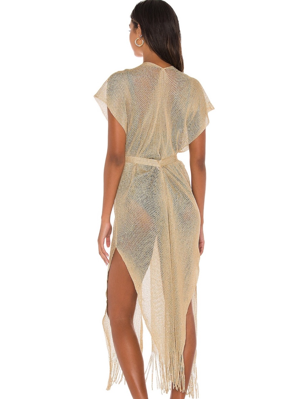 Luli Fama Gold Mesh Fringe Swim Coverup - Picture 3 of 6